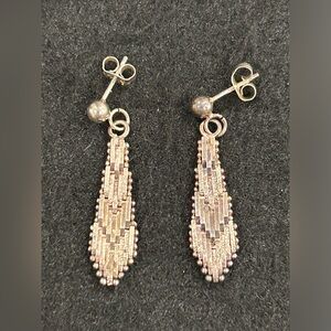 Vintage Sterling Mesh Dangle Post Earrings
